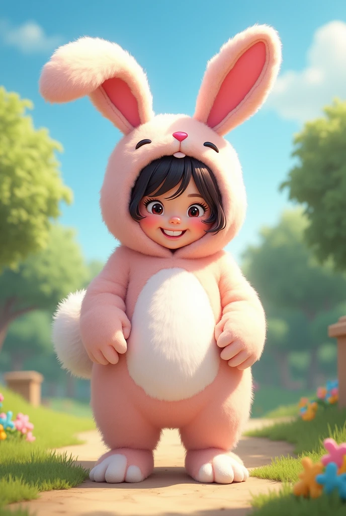 Girl dressed as a big ass bunny