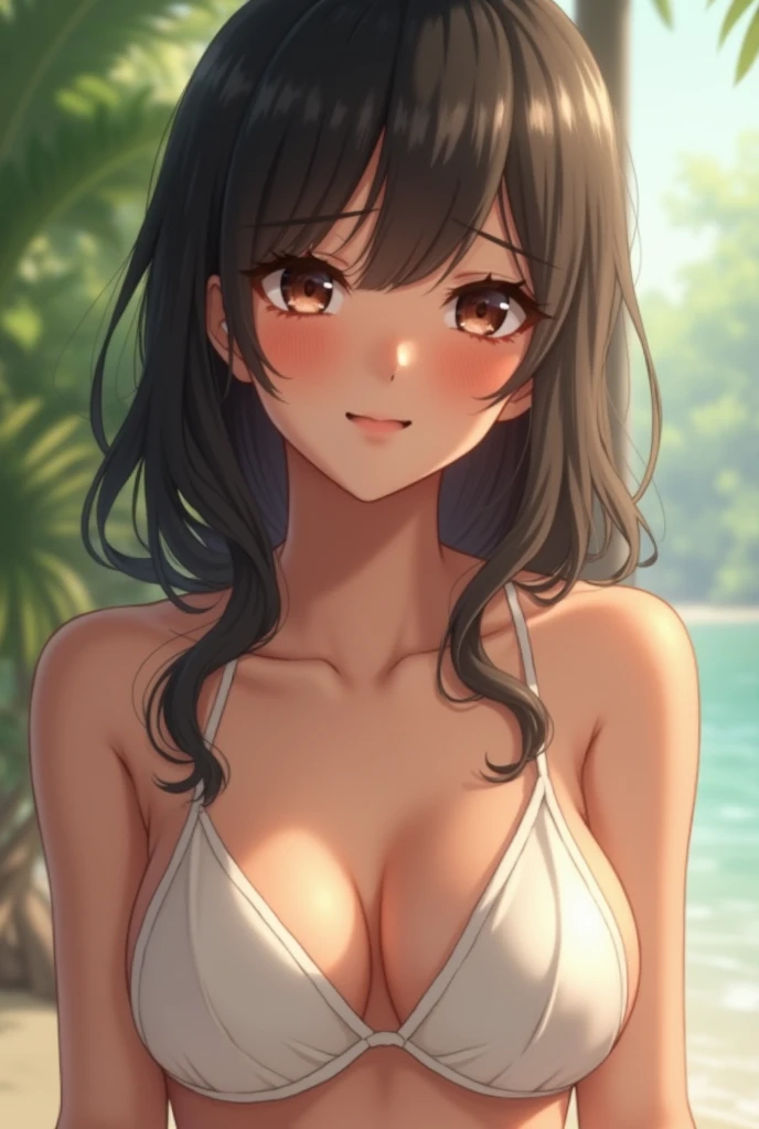 Big breasts、woman、Japan constriction、Embarrassed、Cute face、bikini