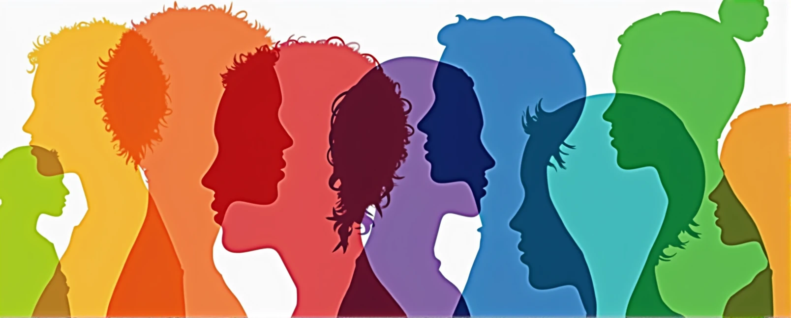 Group diversity silhouette multiethnic people from the side. Community of colleagues or collaborators. Concept of bargain agreement or pact. Collaborate. Co-workers. Harmony. Organization