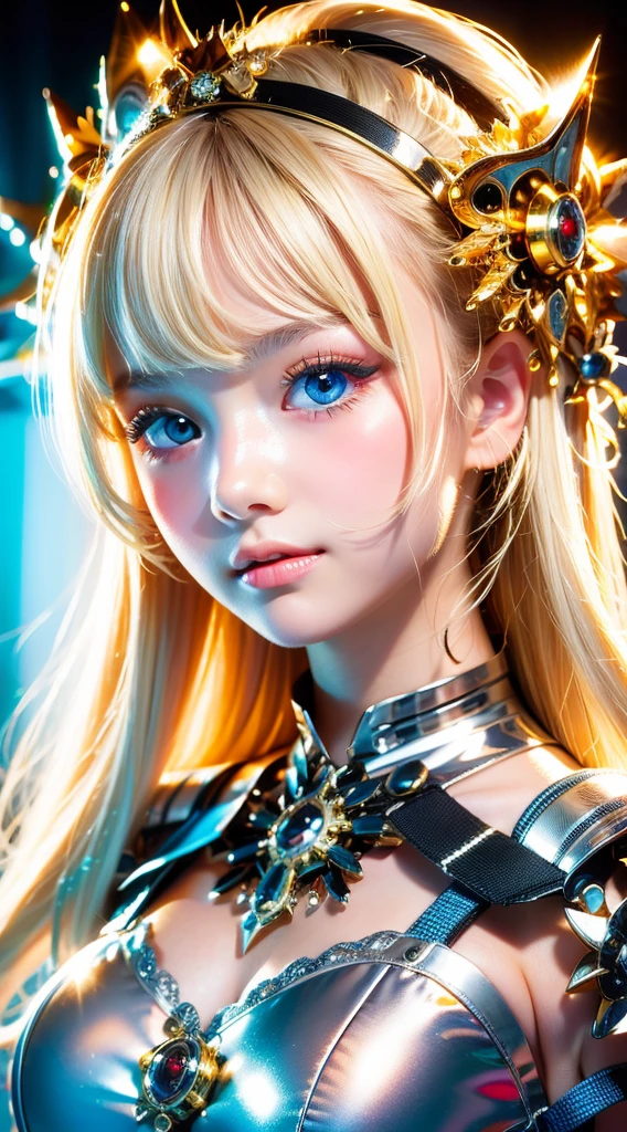 Completely naked、White Background,Upper body close-up、 Shiny, Firm, glowing skin, Bangs between the eyes, Beautiful luster, Platinum Blonde Hair, Twin tails, eyeliner, A very beautiful and innocent 15-year-old girl, High resolution big beautiful light blue eyes, beautiful and adorable girl, ((beautiful girl、Ultra-high resolution、The lighting is bright、Precise needles without discomfort))、Small Face Beauty、Very white and beautiful young々Fresh Skin、Round face、Nipples、White Background