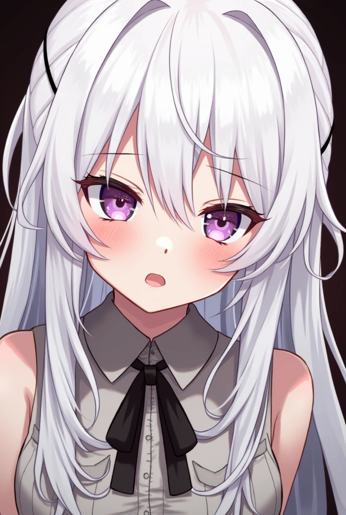 White hair and anime girl, アニメ, Neferpitou, Anime Moe Art Style, , cute , Anime girl, [[[[smile wickedly]]]], Shirabii, Black mesh in hair