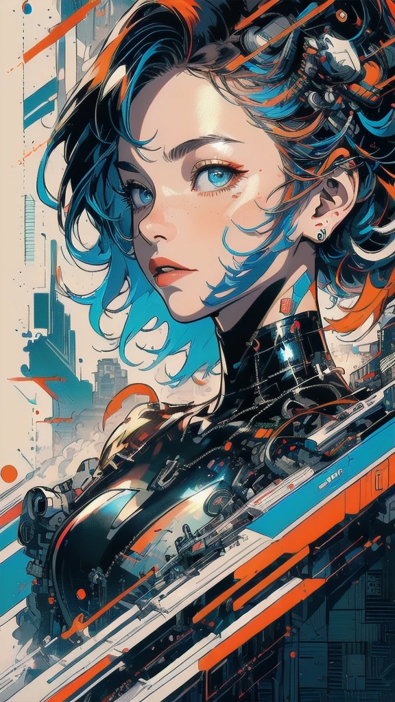 (((masterpiece, highest quality))),(((solo:1.2))),(((1girl:1.2))),32k wallpaper, very detailed, poster, vintage science fiction,(((((geometric cinematic movie poster))))), (bauhaus), shape,(((abstract))),(mid century modern),movie poster,(((((portfolio))))),(((((Close-up))))),(((((bust up))))),((((more various angle)))),(((highlight))),((((heterochromia)))),(((complete. detailed face))),(((Extremely talented))),(((((most complecated machine))))),(((((unlimited mechanic Workaholic))))),(((Absolutely detailed Mighty machines background))),(((bodysuits))),(((Beautiful vibrant color scheme)))