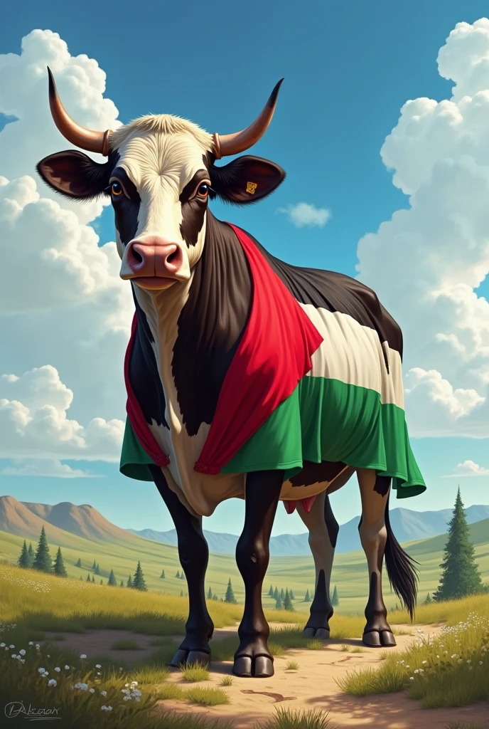 Palestine flag on cow