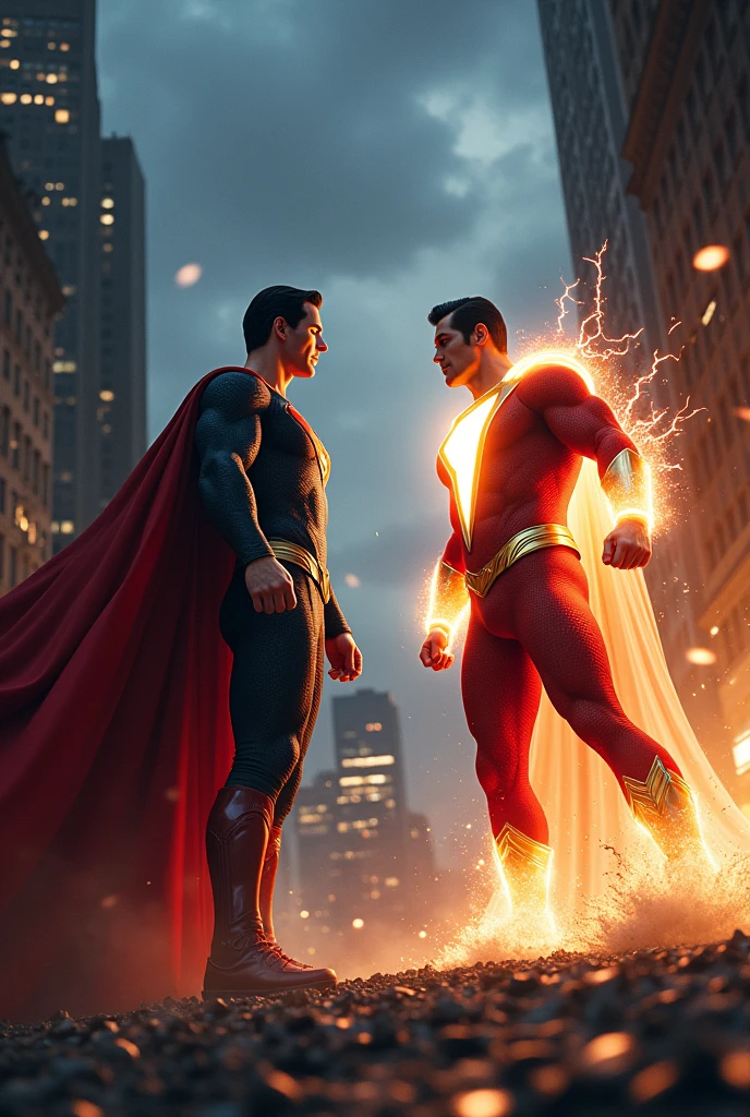 Super man and sazam in night 8k