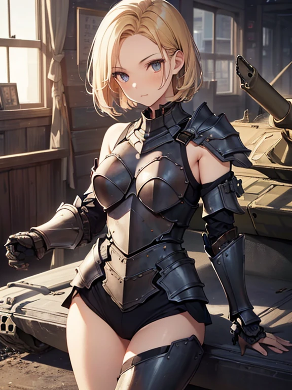 girl, solo, breasts, (ruined village horror background:1.5), (armored bodysuit futuristic), (torn destroyed ragged:1.2), (white background)