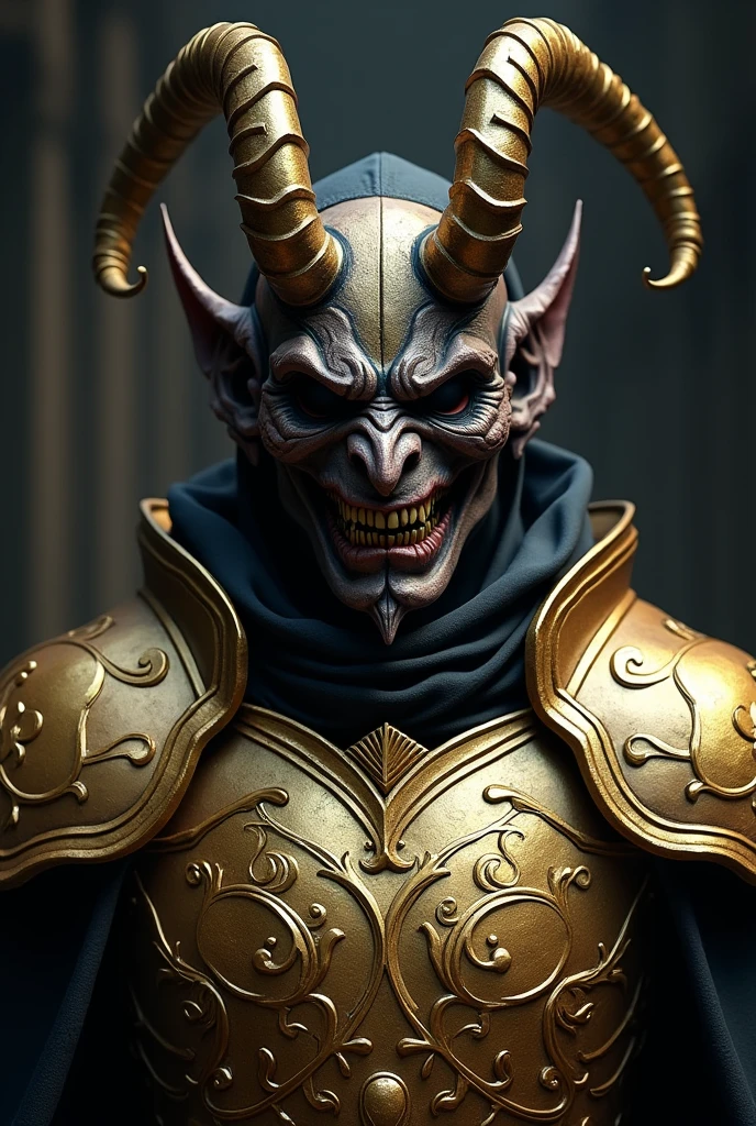 A devil mask and a Free fire Golden chest plate