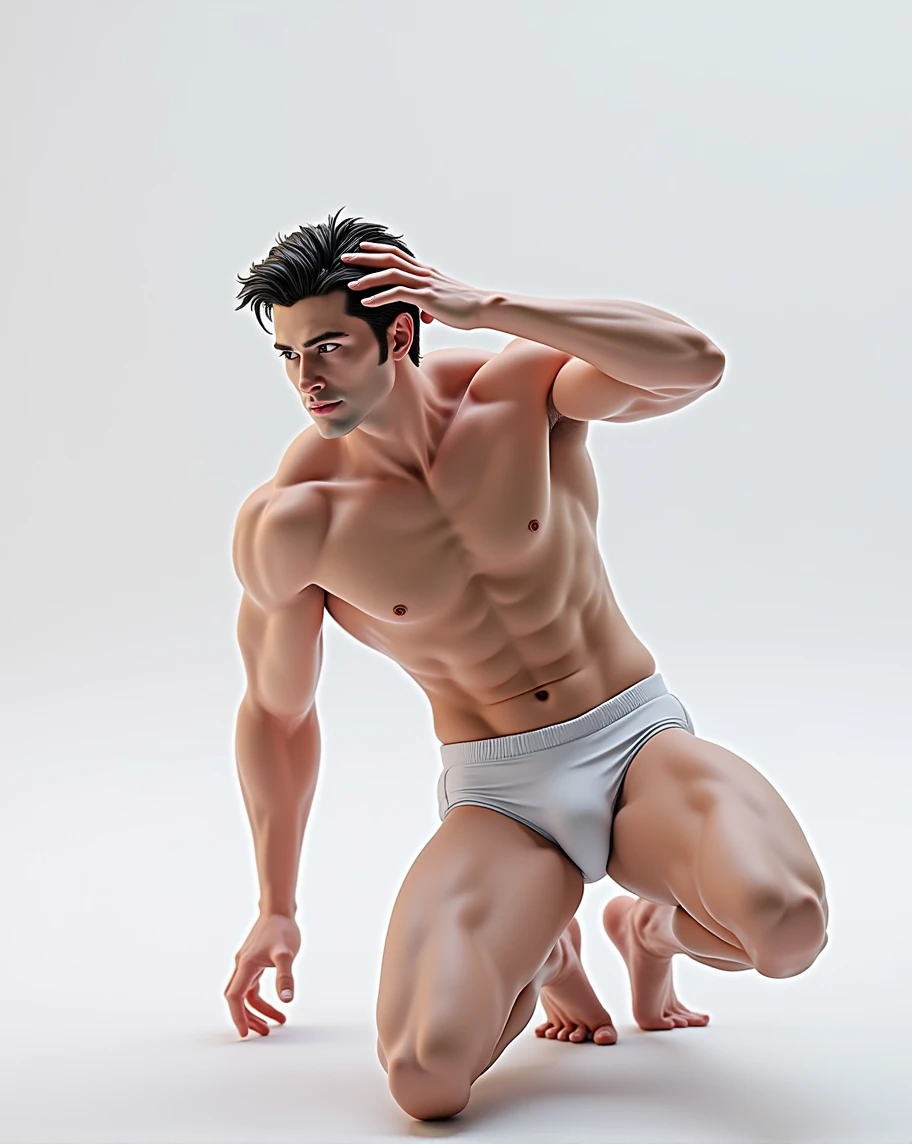 (RAW photo, best quality), (realistic, photo-realistic:1.3), masterpiece, an extremely manly and masculine, extremely detailed, CG, unity , 2k wallpaper, Amazing, finely detail, extremely detailed CG unity 8k wallpaper, huge filesize, ultra-detailed, highres, absurdres, soft light, pietroboselli person, tan skin, detailed fingers, extremely detailed eyes and face, beautiful detailed nose, beautiful detailed eyes, light on face, looking at viewer, (1man, mature face), realistic face, realistic body, underwear, shirtless, big bulge on underwear, big rounded ass,