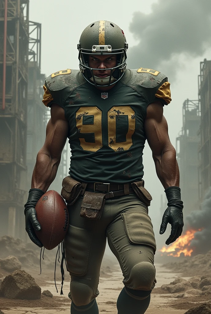 Famous football player in dystopian style art