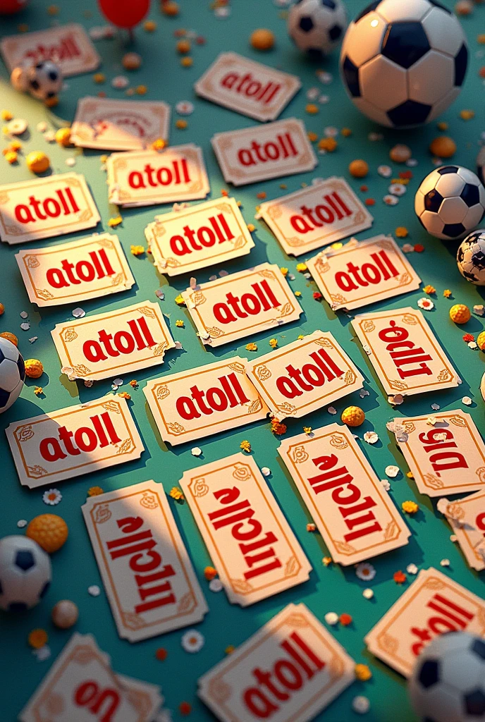 Create 80 small tickets on a World Cup sheet., they say "atoll", not so small