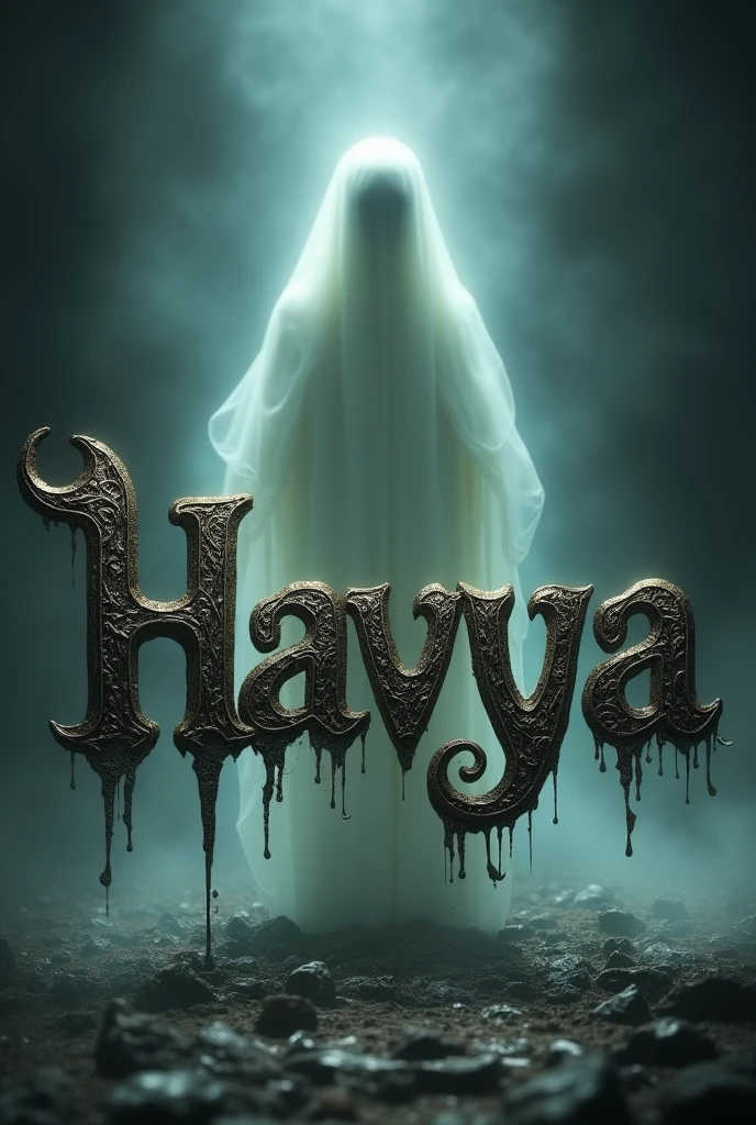 Image of word bhavya with ghost behind