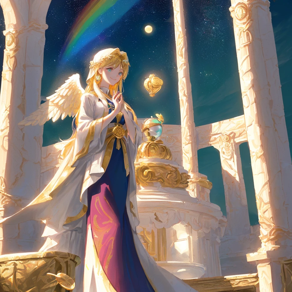 ***Gold(More)***, ***Blue***, ***Green***(Main。Especially Gold), ***Light Blue***, ***Yellow***, ***silver***, ***Deep Red***, ***Light Purple***, ***Deep Brown***, ***Pink***, ***Wine Red***, ***Black***, ***Red***(sub color)
BREAK
***(((ultra-detailed, ultra high resolution, Top Quality photorealistic Illustration, Ultra Definition, cute illustration:1.3, high Saturation:1.2, detailed beautiful face and eyes, an extremely delicate and beautiful, nice hands, perfect hands, appropriate posture, appropriate configuration, ideal ratio body proportions, absurdres, realistic, hyper-realistic, golden ratio 1.2, drafting board 1.3, ultra quality and detailed art, high resolution (HD, 4K, 8k, 16K), color bit depth 24-bit, 48-bit, 8k, ultra high resolution: 1.2)))***
BREAK
***(((artistic and ultimate, strongest and perfect, extraordinary, groundbreaking, amazing, overwhelming, original, pioneering, innovative)))***
BREAK
***(((theme(Fixed in Japanese):Improve your gambling luck、Stability、Always victorious、crushing victory、Amusement、The Blessing of Entertainment、Alternative to stress relief、The angel who blesses and protects me:1.4)))***
BREAK
***(((Symbols: horseshoe, four-leaf clover, lucky penny, dice, playing cards, gold coins, treasure chest, crystal ball, tarot cards, angel feathers, protective amulet)))***
BREAK
***(((Background: scene with a rainbow, pot of gold at the end, casino setting with bright lights, Las Vegas skyline, mystical forest with glowing lights, celestial sky with stars and moon)))***
BREAK
***(((Character: angel or deity symbolizing good luck, smiling and blessing, holding a lucky charm, surrounded by a glowing aura, with protective symbols around)))***
BREAK
***(((model: Stable Diffusion 1.5, lora: AngelicWings_v1.0, lora: SpiritualSymbols_v2.0, lora: HighDetailFaces_v1.2)))***