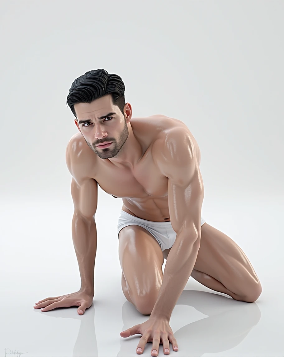 (RAW photo, best quality), (realistic, photo-realistic:1.3), masterpiece, an extremely manly and masculine, extremely detailed, CG, unity , 2k wallpaper, Amazing, finely detail, extremely detailed CG unity 8k wallpaper, huge filesize, ultra-detailed, highres, absurdres, soft light, pietroboselli person, tan skin, detailed fingers, extremely detailed eyes and face, beautiful detailed nose, beautiful detailed eyes, light on face, looking at viewer, (1man, mature face), realistic face, realistic body, underwear, shirtless, big bulge on underwear, big rounded ass,