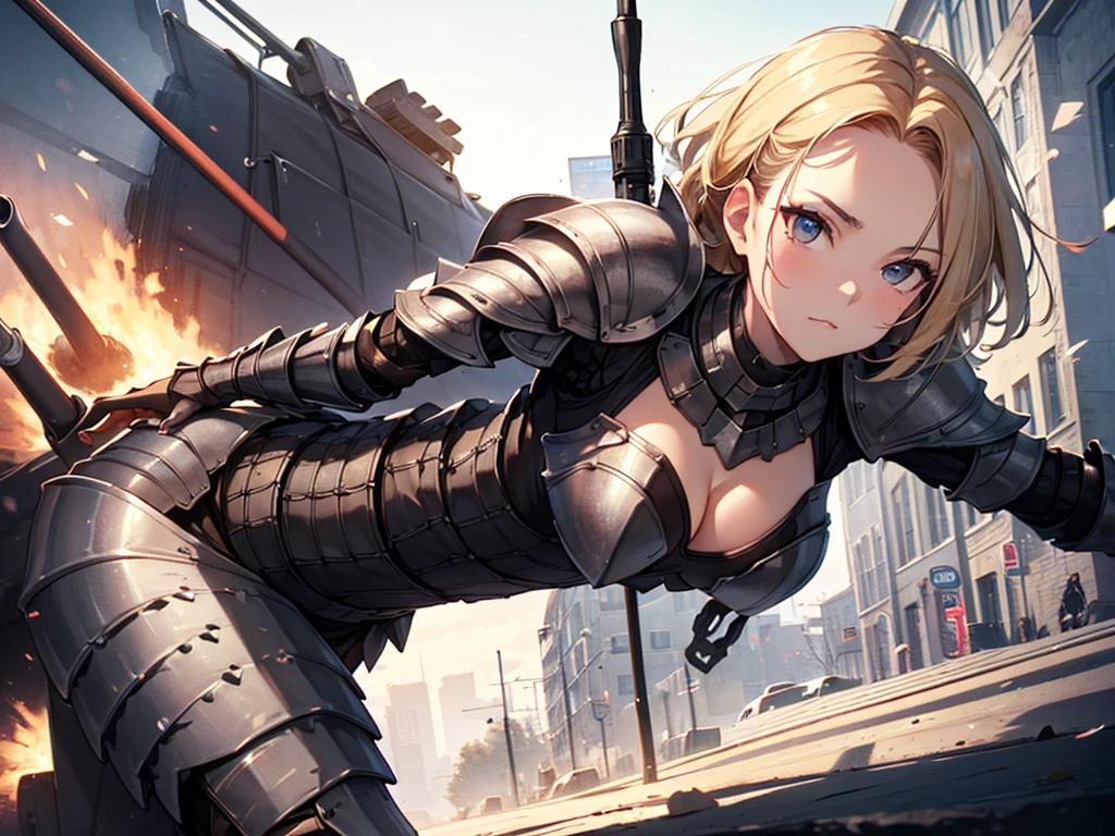 (Armored Tank:1.5),Armored Tank, 背景はArmored Tank, cute, Beauty, Shortcuts, Android 18, (masterpiece), highest quality, 1girl, uhd, retina, masterpiece, ccurate, anatomically correct, textured skin, super detail, high details, high quality, best quality, highres, 4K