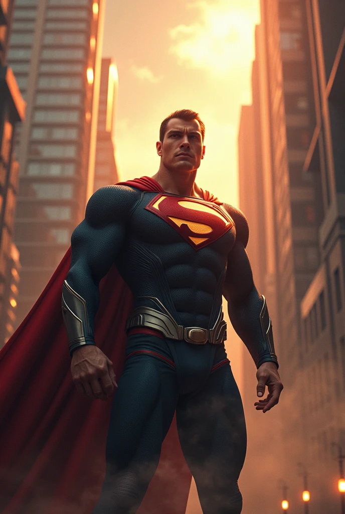 A superhero face his brightening eyes