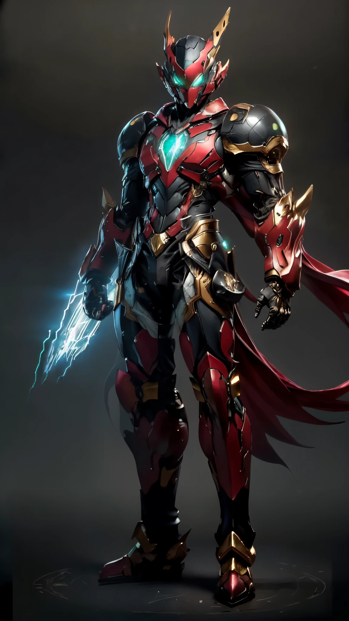 (masterpiece:1.5, best quality:1.5, extremely delicate:1.5, superhero pose:1.5), a man wearing a full-face helmet, a fantasy-style biotech armored combat suit, green eyes, (a composite layered chest armor), fully enclosed shoulder guards, matching arm and leg guards, belt of Neon circuit, (the color scheme is primarily black with green and red accents), the design balances heavy with agility, a high-tech bio-mecha armor, (Armor Concept Inspired by Demon, stand on the top of a skyscraper in a futuristic sci-fi city), this character embodies a finely crafted fantasy-surreal style armored hero in anime style, exquisite and mature manga art style, (element, plasma, energy, the armor glows), ((male:1.5)), metallic, high definition, highres, ultra-detailed, ultra-fine painting, professional, perfect body proportions, golden ratio, anatomically correct, symmetrical face, extremely detailed eyes and face, high quality eyes, creativity, RAW photo, UHD, 32k, Natural light, cinematic lighting, masterpiece-anatomy-perfect