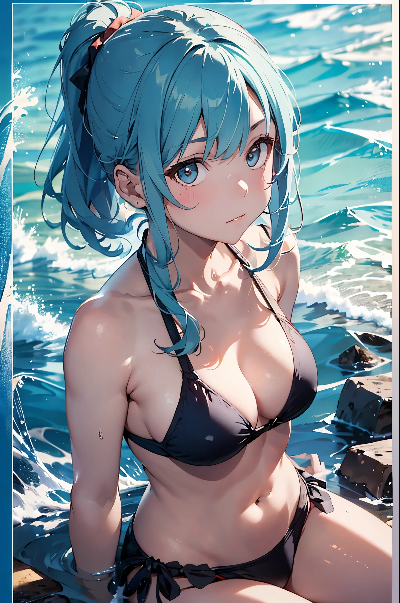 High resolution,topless、
One beautiful young woman,Light blue hair、ponytail、
(Soft Saturation:1.3), (Fair skin:1.2),
(ultra-Detailed Background, Detailed Background), Bokeh,
break'Portrait of a smiling girl.,
When viewed from the front, The composition is symmetrical,
Looking straight at you with serious eyes,
break Swimwear, Red Bikini, Center of chest,
Outdoor, Sea surface, null, sunlight,Summer beach, Sandy Beach,
Strong light, Front lighting,
(:1.3), (Cowboy Shot:1.2),
Front brake angle,
View your audience,
Dynamic pose,
sitting on the beach
Seaweed、Seaweed、Seaweed、Seaweed、Seaweed、Seaweed、Seaweed、