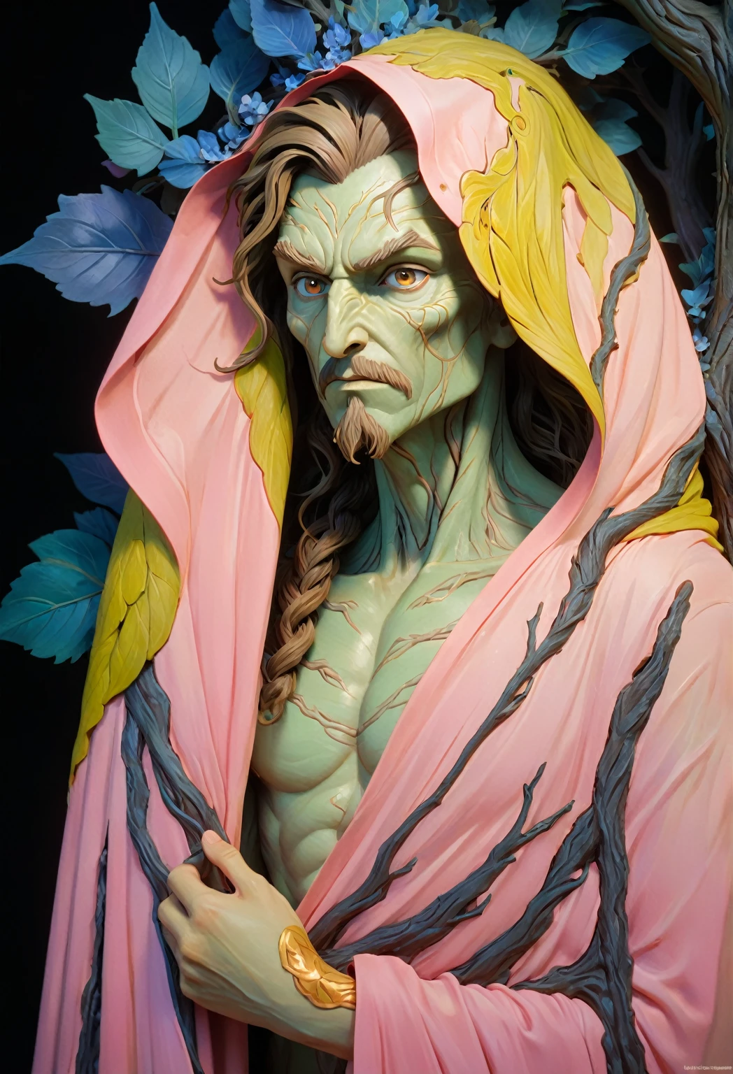 a magical treebeard using nature's power to heal, art nouveau style, ultra-detailed, 8k, highly realistic, dramatic lighting, vivid colors, intricate patterns, organic textures, ethereal atmosphere, fantasy, lush vegetation, glowing magical energy, radiant colors, dramatic shadows and highlights, masterpiece