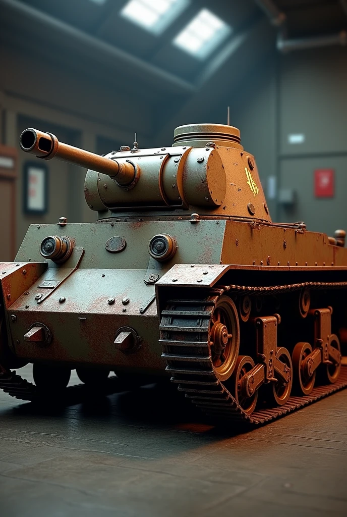 realistic high quality detailed 3D render of a UK Mark Mk IV tank, highly detailed armor, rust, weathered metal, tracks, military vehicle, world war 2 era, dramatic lighting, cinematic composition, photorealistic, intricate mechanical details, grungy grunge textures, advanced rendering, museum quality