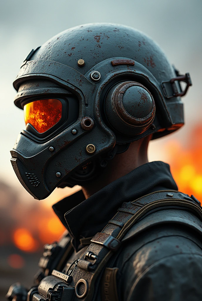 Masterpiece highly detail pubg cherecter halmet level 3 along a pan