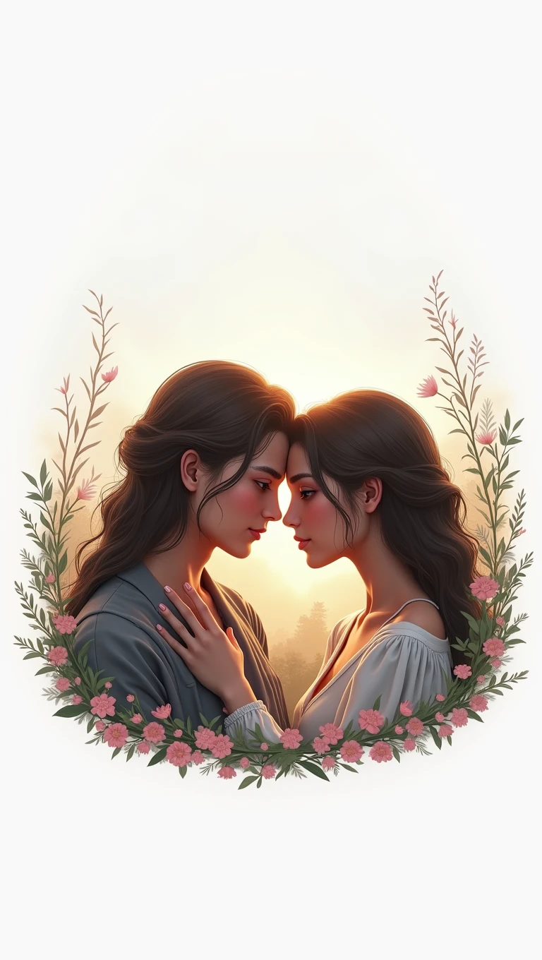 a couple embracing, intimate romantic moment, exquisite facial features, beautiful detailed eyes, beautiful detailed lips, extremely detailed skin, warm lighting, soft colors, photorealistic, award winning photography, masterpiece, 8K, cinematic, dramatic composition, moody atmosphere, delicate fabric textures, intimate connection, tender embrace, chiaroscuro lighting, warm tones, highly detailed, photographic, beautiful scenery, lush nature, serene environment, breathtaking landscape, mist, fog, idyllic setting, peaceful, tranquil, dreamlike, magical realism