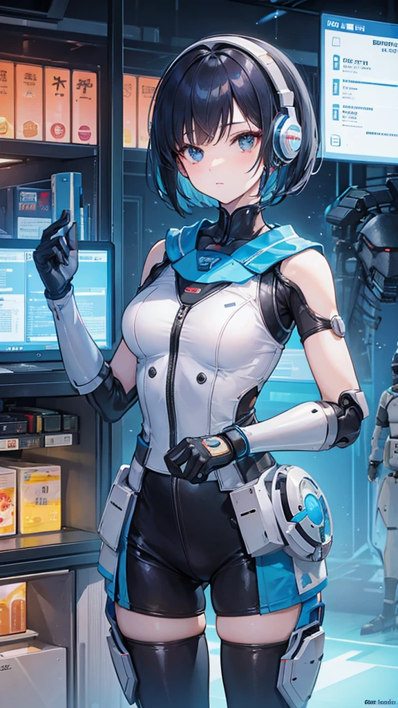 woman,student,short hair,science.Thailand,chemical equation,Sci-fi,Robots,future,Bangkok