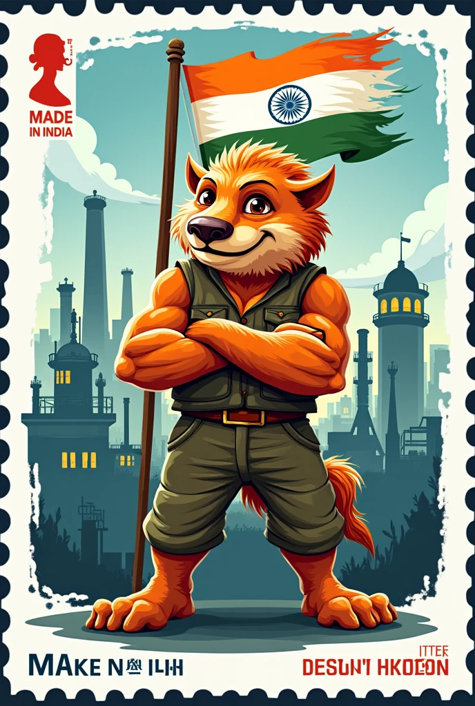 Stamp with mascot for make in india