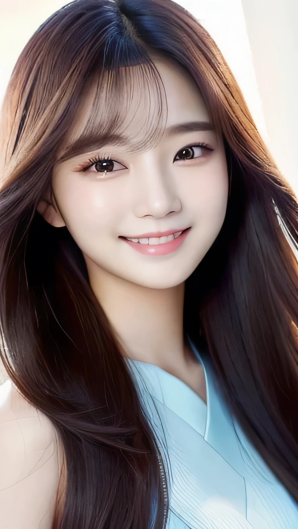a close up of a woman with long hair and a smile, tzuyu from twice, lalisa manobal, cute korean actress, beautiful south korean woman, beautiful young korean woman, young adorable korean face, gorgeous young korean woman, lalisa manoban of blackpink, portrait of female korean idol, bae suzy, female actress from korea, korean girl