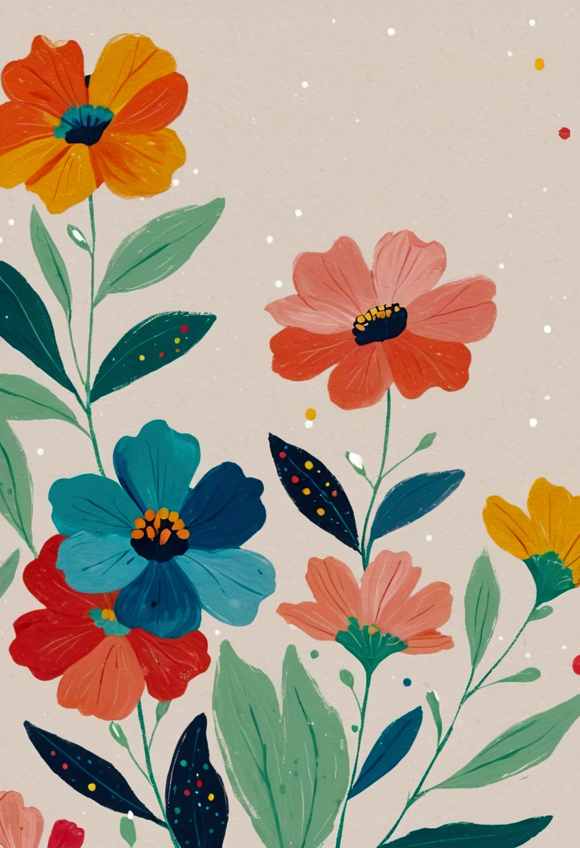 Wallpaper Design：far away，Fluid smudge painting，Dot，Colorful flowers，Minimalism，Inspired by the coronavirus。