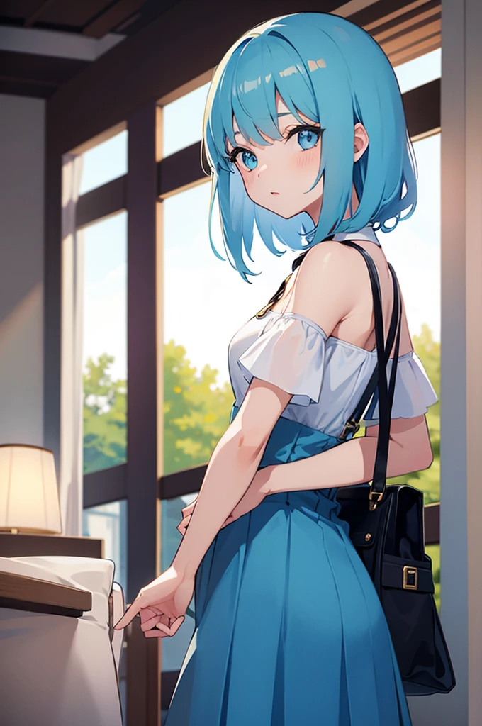 Girl with light blue hair
