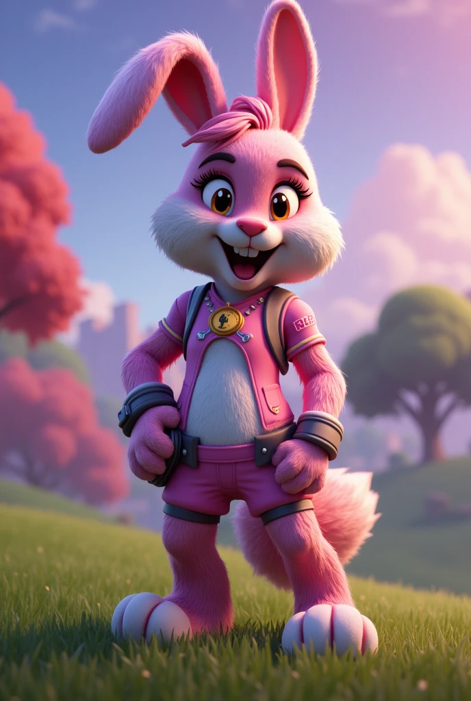 fortnite graphic, furry rabbit girl, thicc body