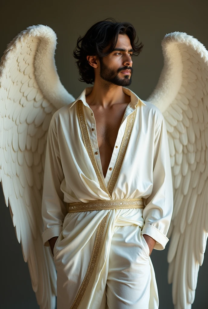 a man sleeping in his bed, an angel watching over him, night scene, highly detailed, intricate textures, hyper detailed, vibrant colors, cinematic lighting, dramatic atmosphere, ethereal, photorealistic, masterpiece, 8k