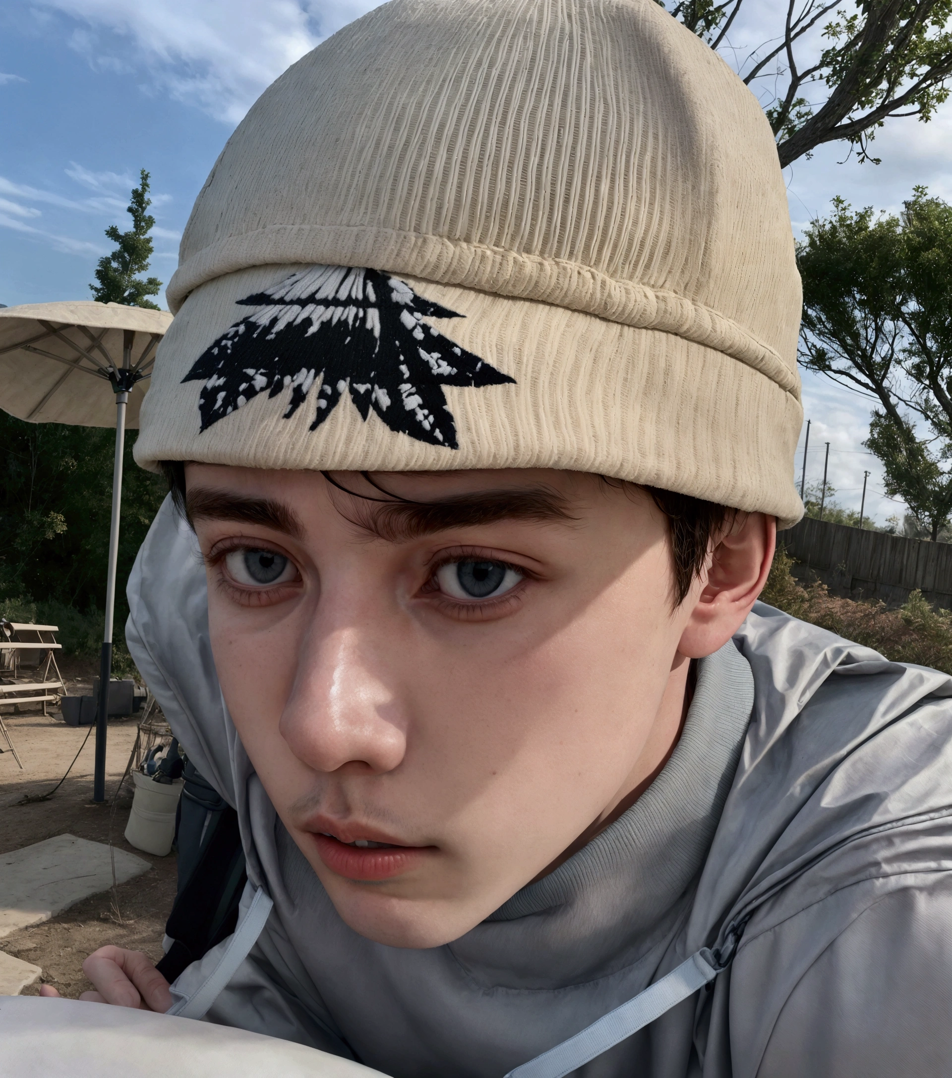 there is a young man with a backpack and a hat, Declan McKenna, taken at the beginning of 2020, Timotee Chalamet, drainage gang bladee, inspired by Jean Malouel, tommy 1 6 years, virtual self, profile photo 1024px, milhas johnstone, mateo dineen, very low quality image