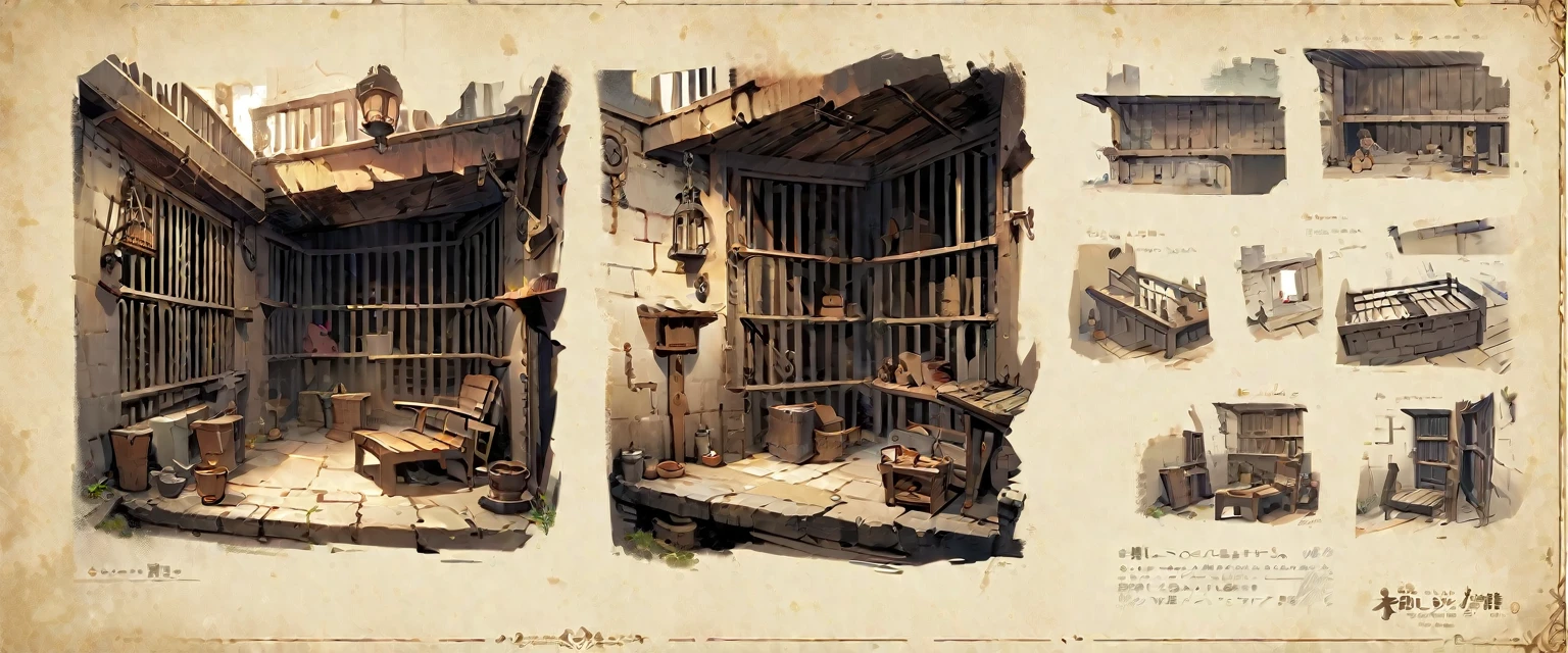 prison,old prison,concept art,pirates in prison
