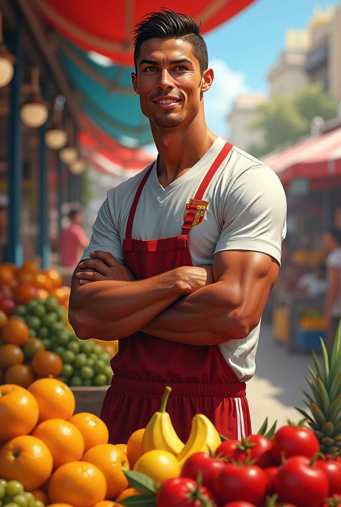 Make a Ronaldo that he is selling fruits