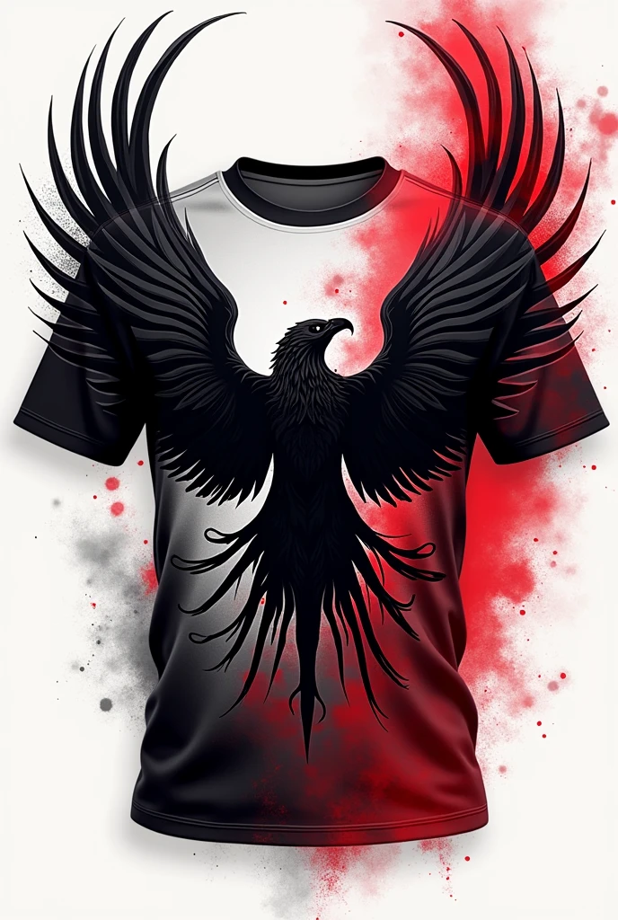 T-shirt design, Front and back with design for the 2024 Olympics team FIUNA and with an eagle theme Black tones, Red and white