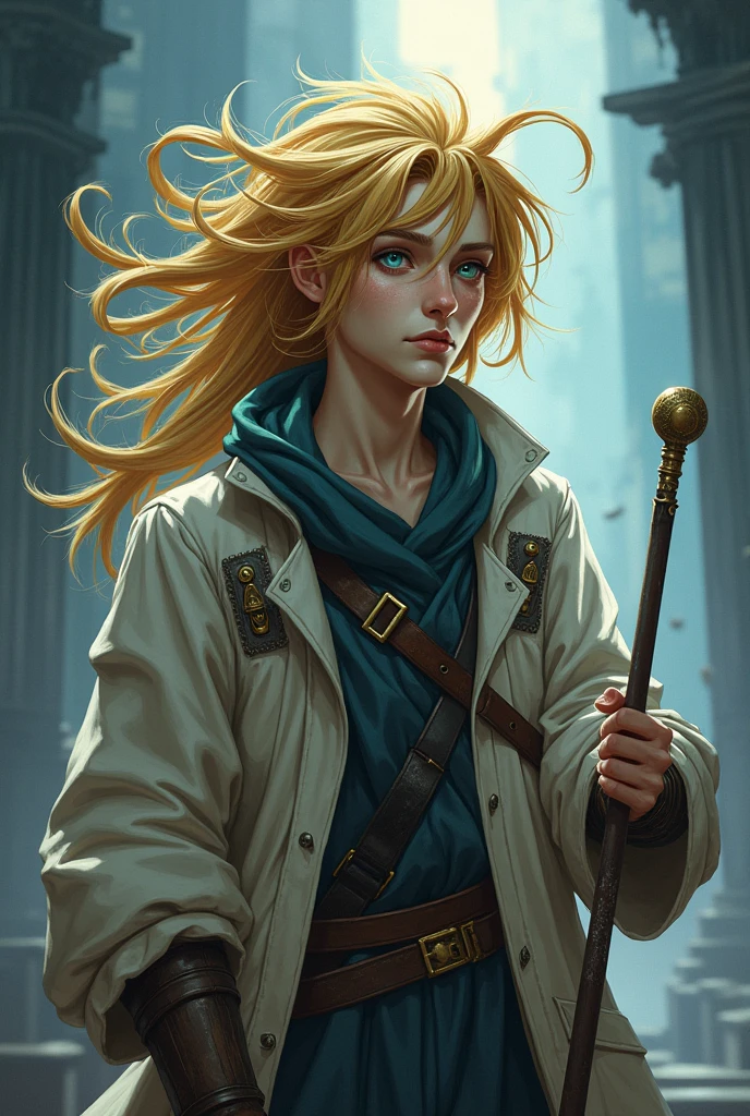 Character Profile: Naiyamin Othello

Age: 22

Occupation: Mage specializing in magical circuit and mana flow engineering

Appearance:
- Build: Tall and lanky, with a somewhat haphazard posture that reflects his intense focus on work rather than physical presence.
- Hair: A wild mane of golden hair with a hint of brown, typically left loose but tied up for special occasions or when needed for work.
- Eyes: Hooded blue eyes with long lashes, often giving a distant or preoccupied look.
- Skin: Fairly pale and somewhat dull due to lack of sleep, reflecting his demanding work schedule.
- Clothing: Frequently seen in a lab coat or a robe adorned with protective enchantments. His attire is often disheveled, complementing his chaotic work style.
