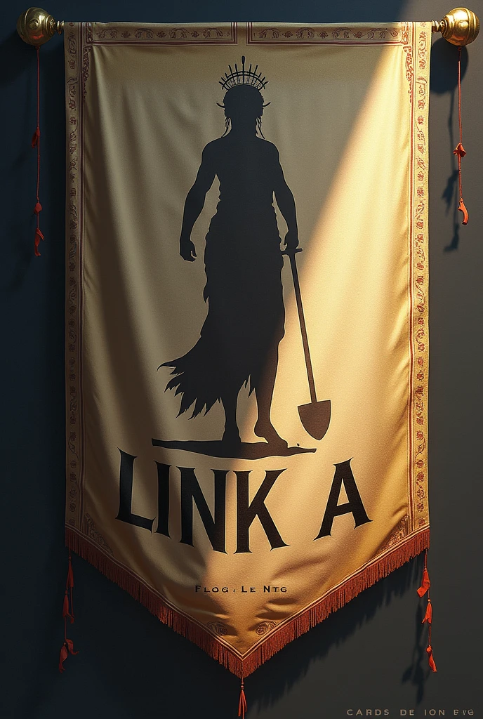 A flag with the shadow of the goddess Athena and the words 1° LINK A below 