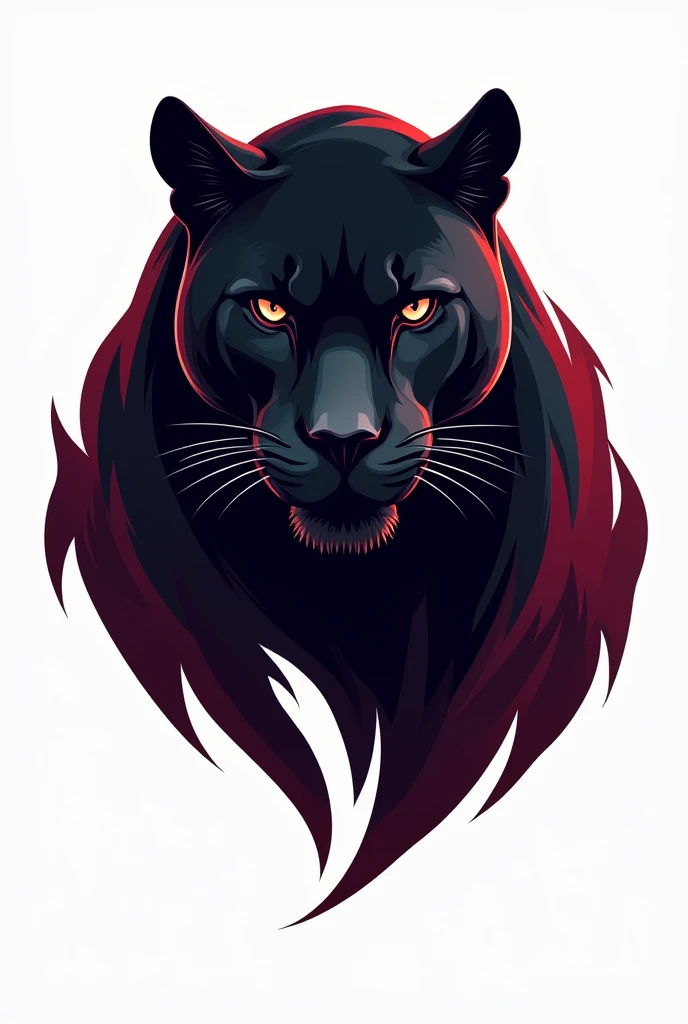 create image of a roaring panther in black colors, red and wine for a logo with a white background, just your head to the side