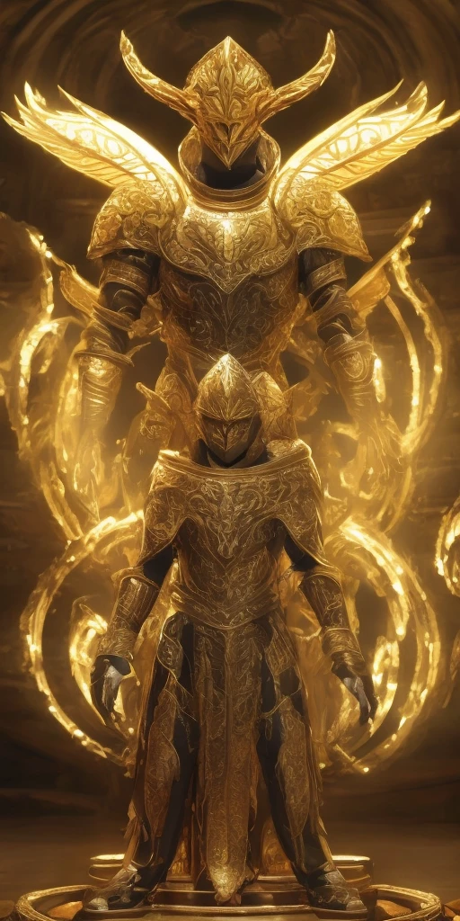 full body of paladin lady in ornate golden armor sitting on bed with open legs, black collar, pauldrons, breastplate, corset, golden glowing halo over head, short bob hair, GREEN HAIR, GREEN glowing eyes, bright pupils, eye focus, red cape, temple indoors, stained glass windows, night, moonlight, particles, light beam, chromatic aberration, (hands on hips, clenching fist 👊 ✊️)