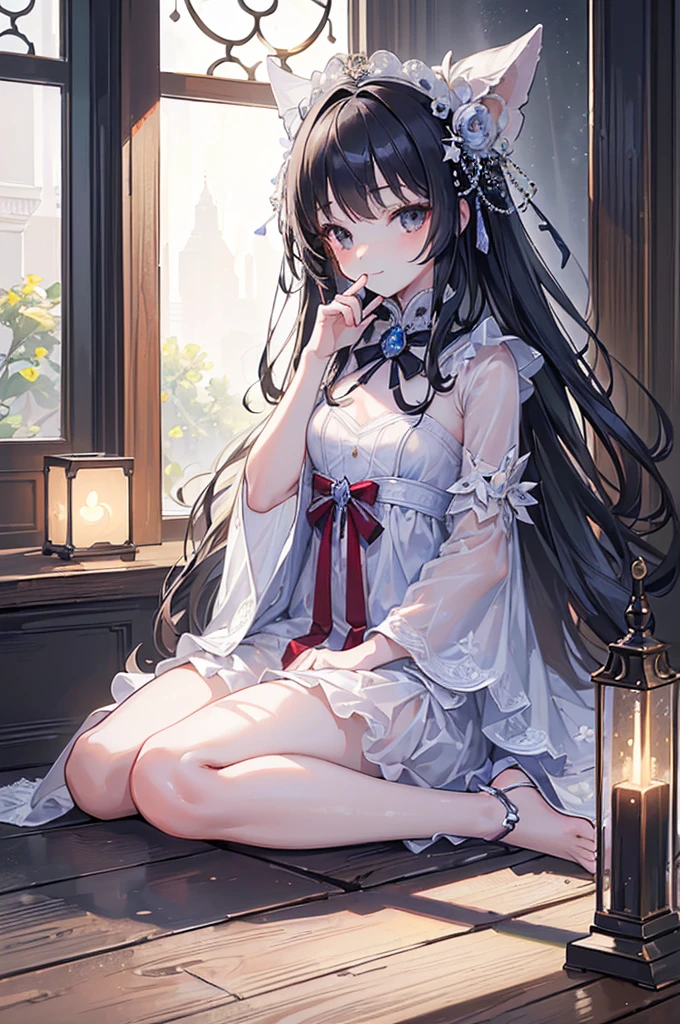 ((masterpiece, best quality, ultra-detailed, high resolution, extremely detailed CG, super detailed, Most beautiful clean lighting)), 1girl, small build, 10 years old, cute girl, pretty face, smile, white skin, Beautiful black long hair, black eyes, kawaii, full body, nsfw, 