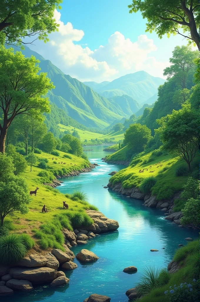 A painting which theme is green and clean Pakistan