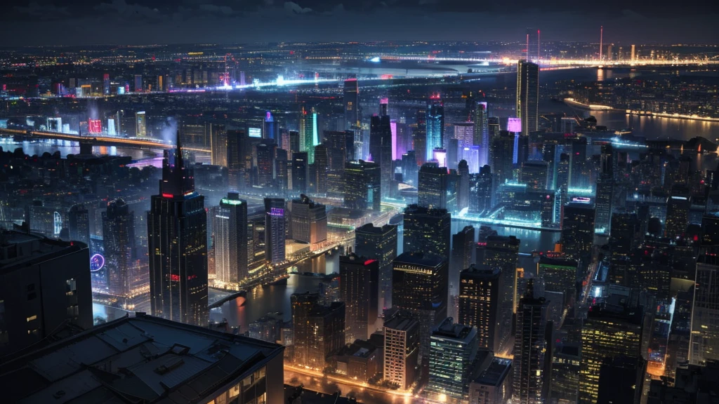 Background only、City of night、metropolis、Dark feeling、From the top of the building、There is no one