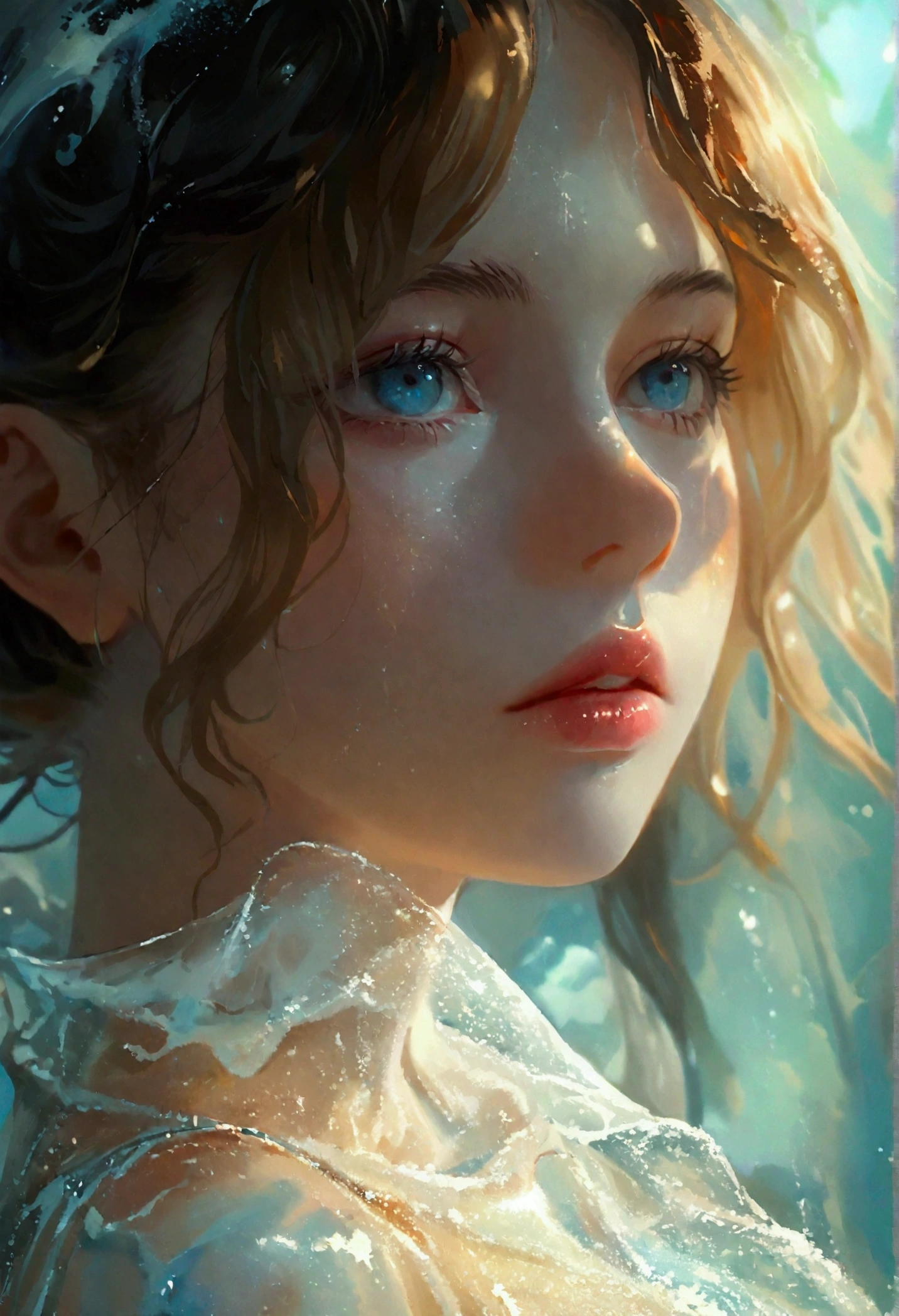 A girl wearing transparent clothes
