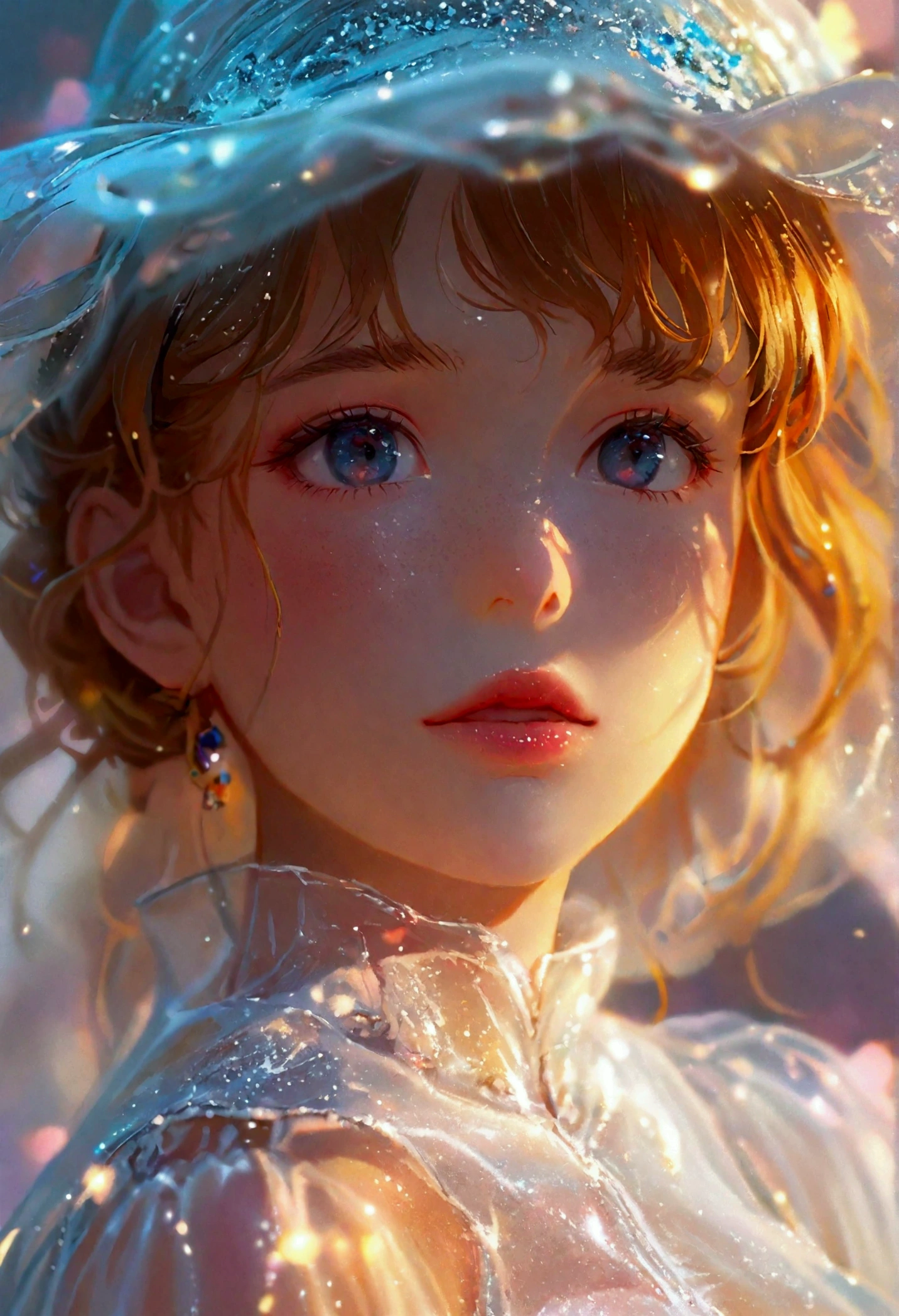 A girl wearing transparent clothes
