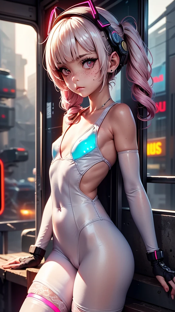 (Ultra HD quality)), ((masterpiece)), in great detail，Puffy nipples、(see through:1.5)、straighten your back、abdominal muscles、huge bust、angle to floor:1.2、low camera angle、Hair loss on crotch，Hatsune Miku，Foreshortening, , best quality, 1 girl, pink hair, cyan eyes, The body is surrounded by pink rays,  