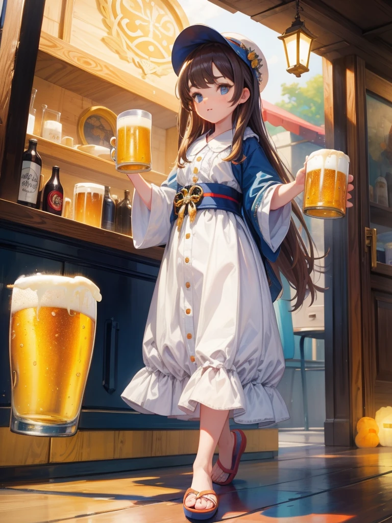 8k, Highly Detailed, best quality, Masterpiece, cute slipper's character holding beer mugs, icon