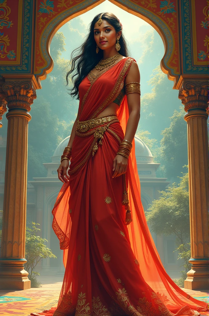 Beautiful saree girl kick a man in balls. Girl laughs, but man cries. It should be a female dominative mood.