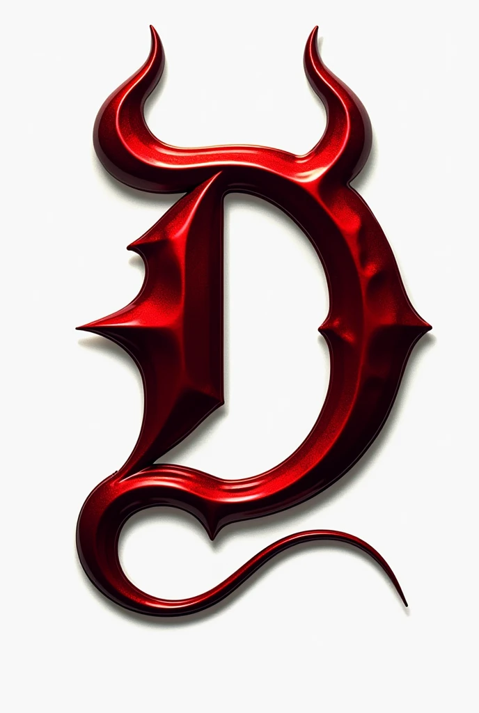 (logo design) sexy evil logo, a sexual striking red letter D, adorned with sharp, menacing demon horns, and a sinuous tail extending from the base, dynamic and bold, emphasizing a dark theme, glossy finish, high-resolution, creating an impression of sexuality and power. No background.