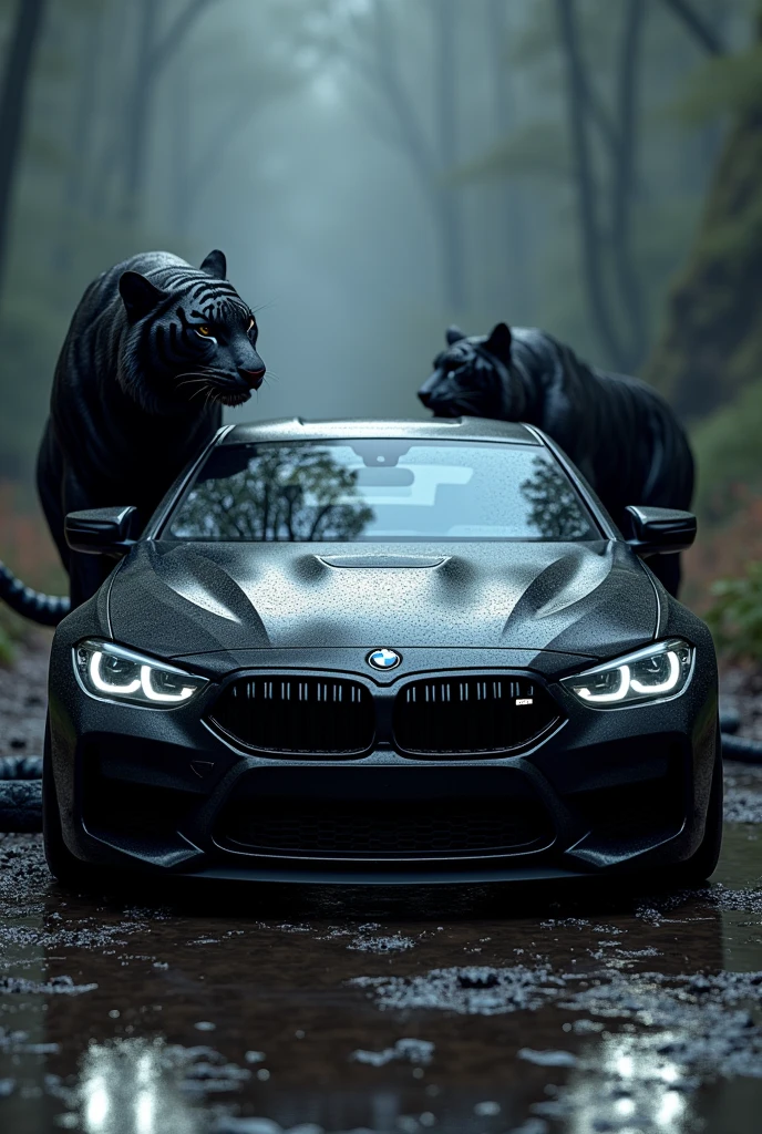 Realistic bmw car , black tiger , black cobra