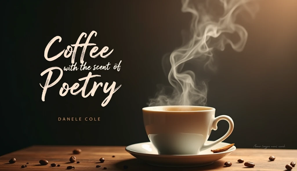 A poster with the following title: Coffee with the scent of Poetry. In this image add the title: Coffee with the scent of Poetry em português.